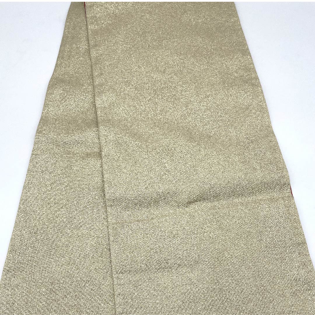 Gold-colored Fukuro Obi for Furisode, Checkered, Length 440cm, Pure Silk, S-Rank, Six-way, Formal, Gold-based, 1123006222321
