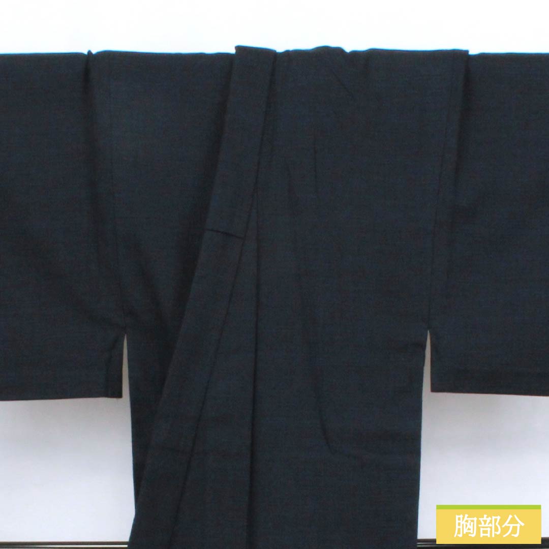 男物 ウール Aランク 身丈149.5cm 裄丈65.5cm アンサンブル 単衣 紺系 1119000923418