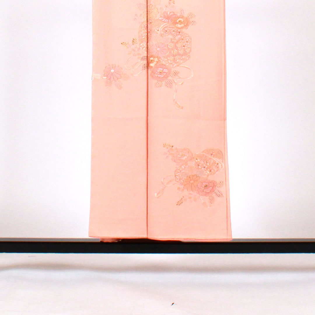 Homongi, lined, length 155cm, sleeve length 62cm, embroidery, pure silk, S rank, pink, 1112001242313