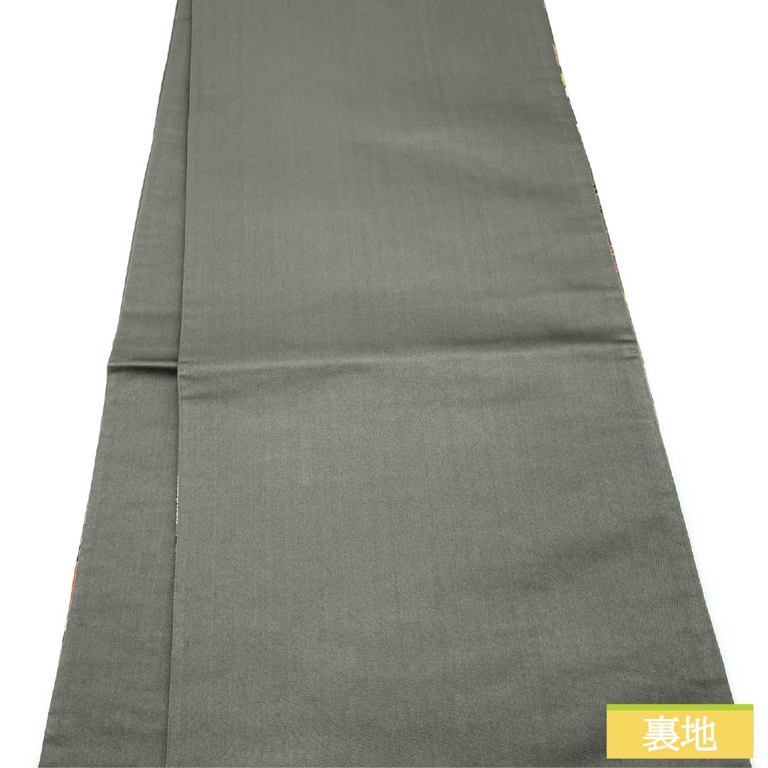 Fukuro Obi (Sash) - Pure Silk - Iron Gray - For Tomesode and Furisode - Shirayaen Oba - Aoi - Obi Length: 436cm - S Rank - Six-way - Formal - Gray - 1123013512322