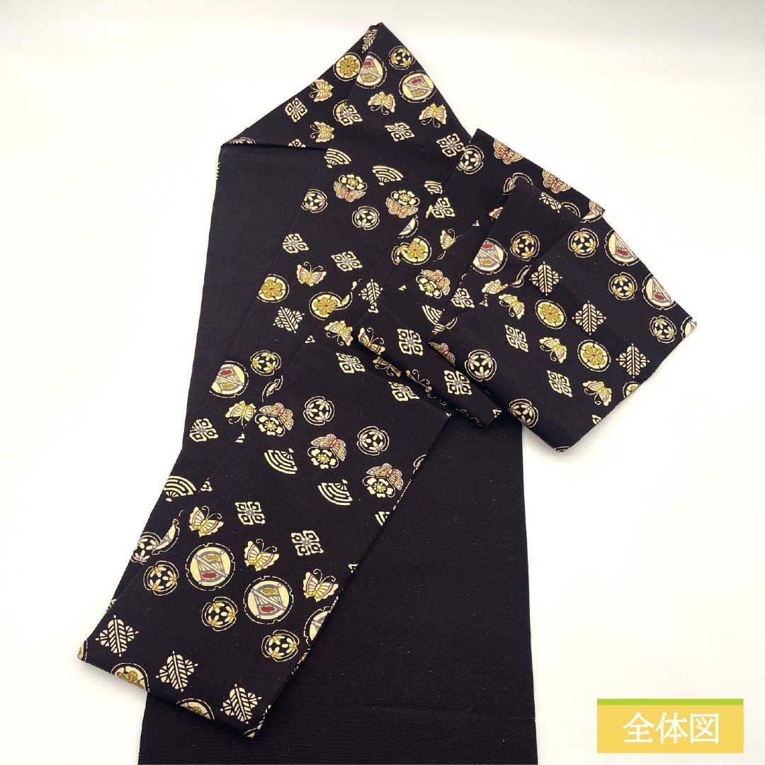 Nagoya Obi, Pure Silk, S-Rank, Crimson Ink Color, Stencil-Dyed, Classic Pattern, Fan Pattern, Length 352cm, Full Length, Casual, Brown, Product Number 1124009752314, Nagoya Style