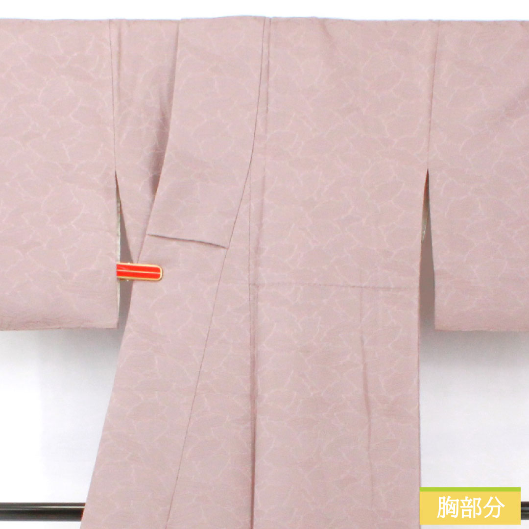 色無地 正絹 身丈154cm 裄丈66cm 桜鼠色(さくらねずいろ) 一つ紋 剣片喰 袷 Sランク 紫系 1114001842220