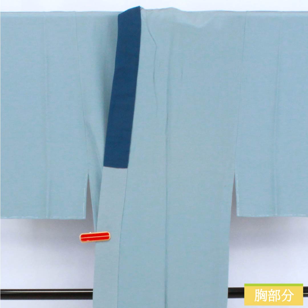 Men's Nagajuban (long under-kimono), Pure Silk, Grade A, Length 137cm, Sleeve Length 64.5cm, Oborohanairo (Oborohana Iro) with Landscape Painting, Single-layer, Light Blue, 1140000763324