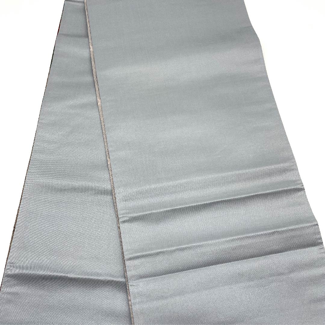 Fukuro obi, tin color (suzuiro) and lye gray (akunezuiro), living national treasure, inlay, obi length 444cm, pure silk, A rank, point pattern, casual, gray, 1123006723322