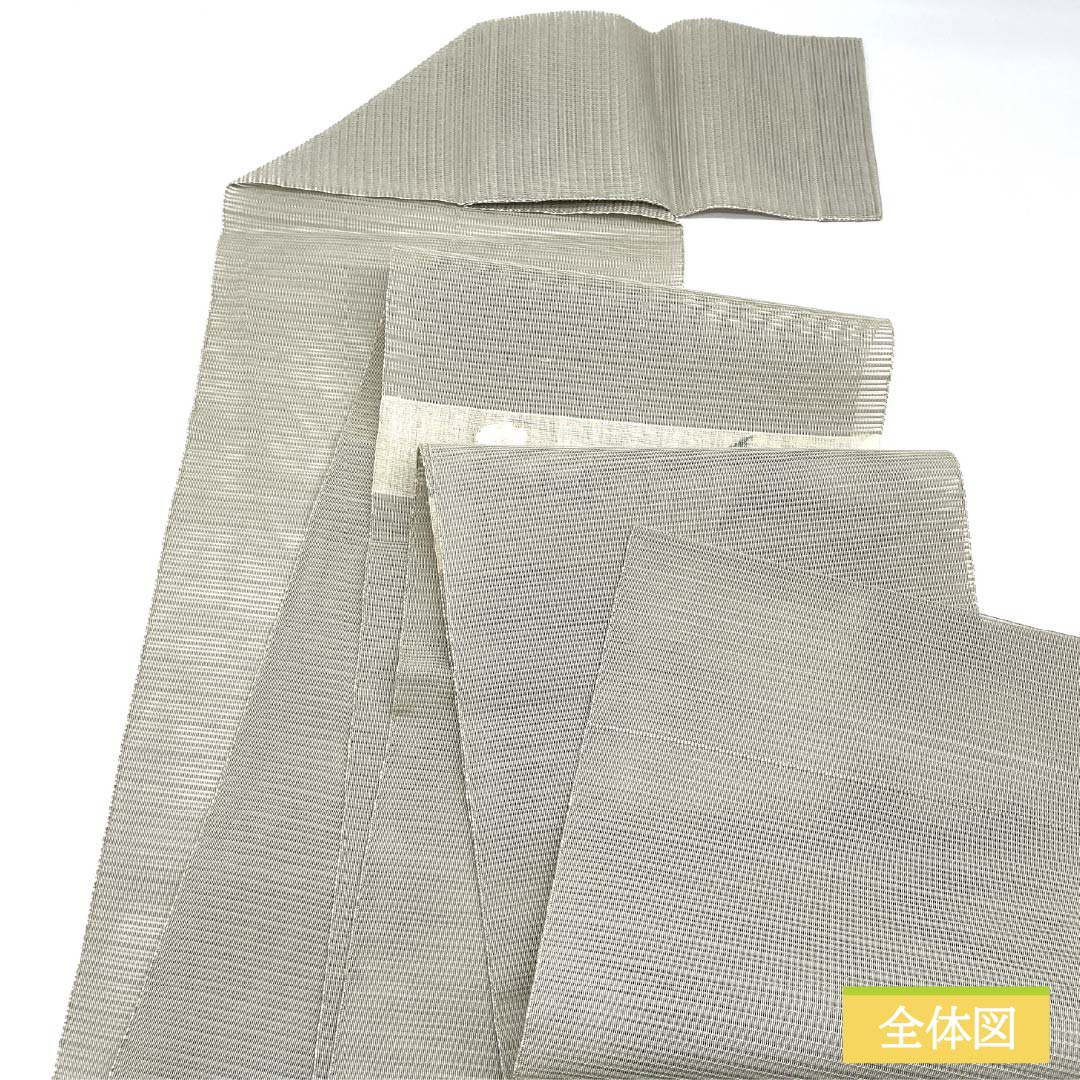 Nagoya Obi, Pure Silk, Rikyu Nezumi-iro (Gray), Summer Obi, Sukui Weave, Single Flower Vase, Length 367cm, S Rank, Point Pattern, Semi-Formal, Gray, 1124008672322, Pine Needle Pattern