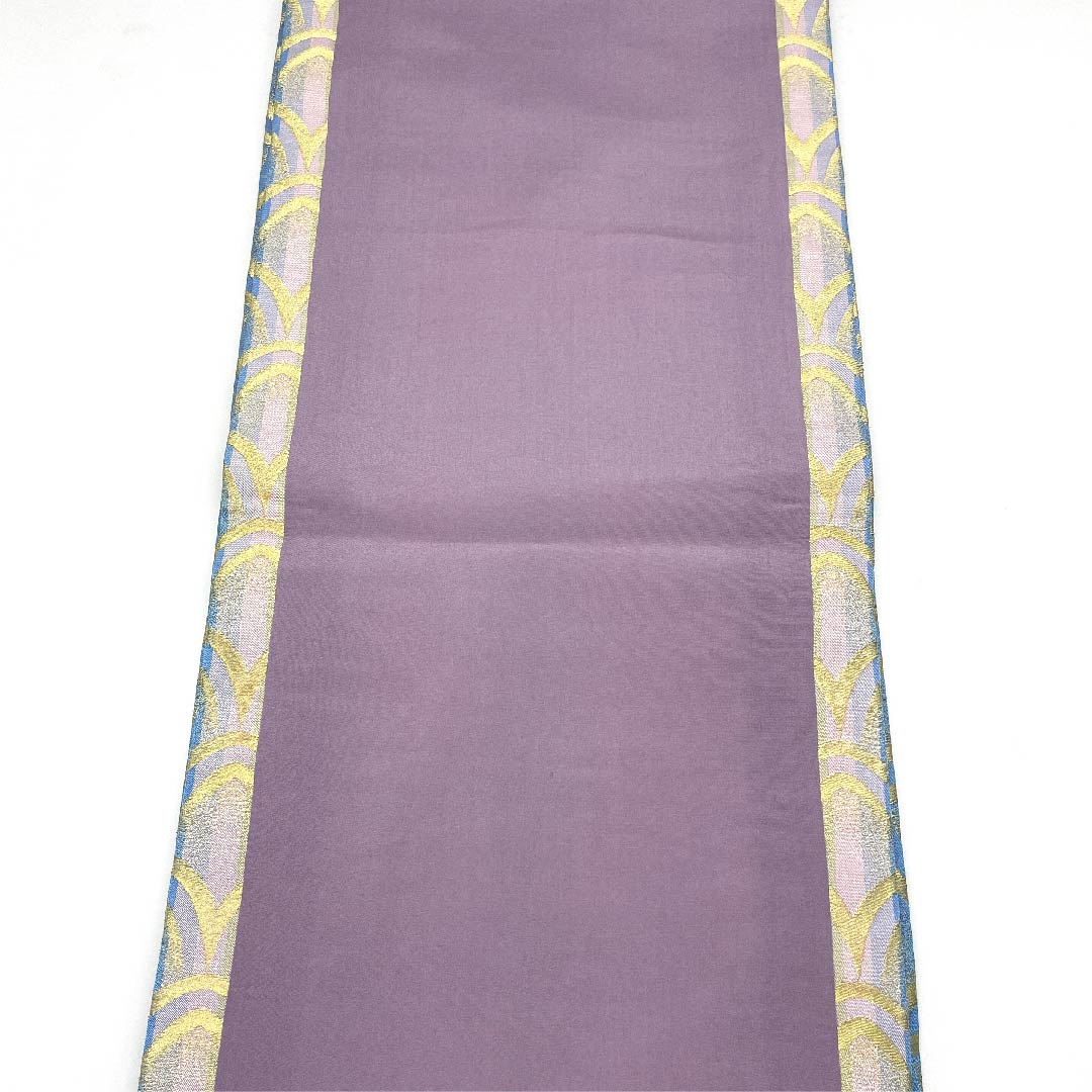 Nagoya obi, gradation, stripes, Seigaiha pattern, obi length 362cm, pure silk, A rank, full length, semi-formal, gradation, 1124003213399, open tailoring