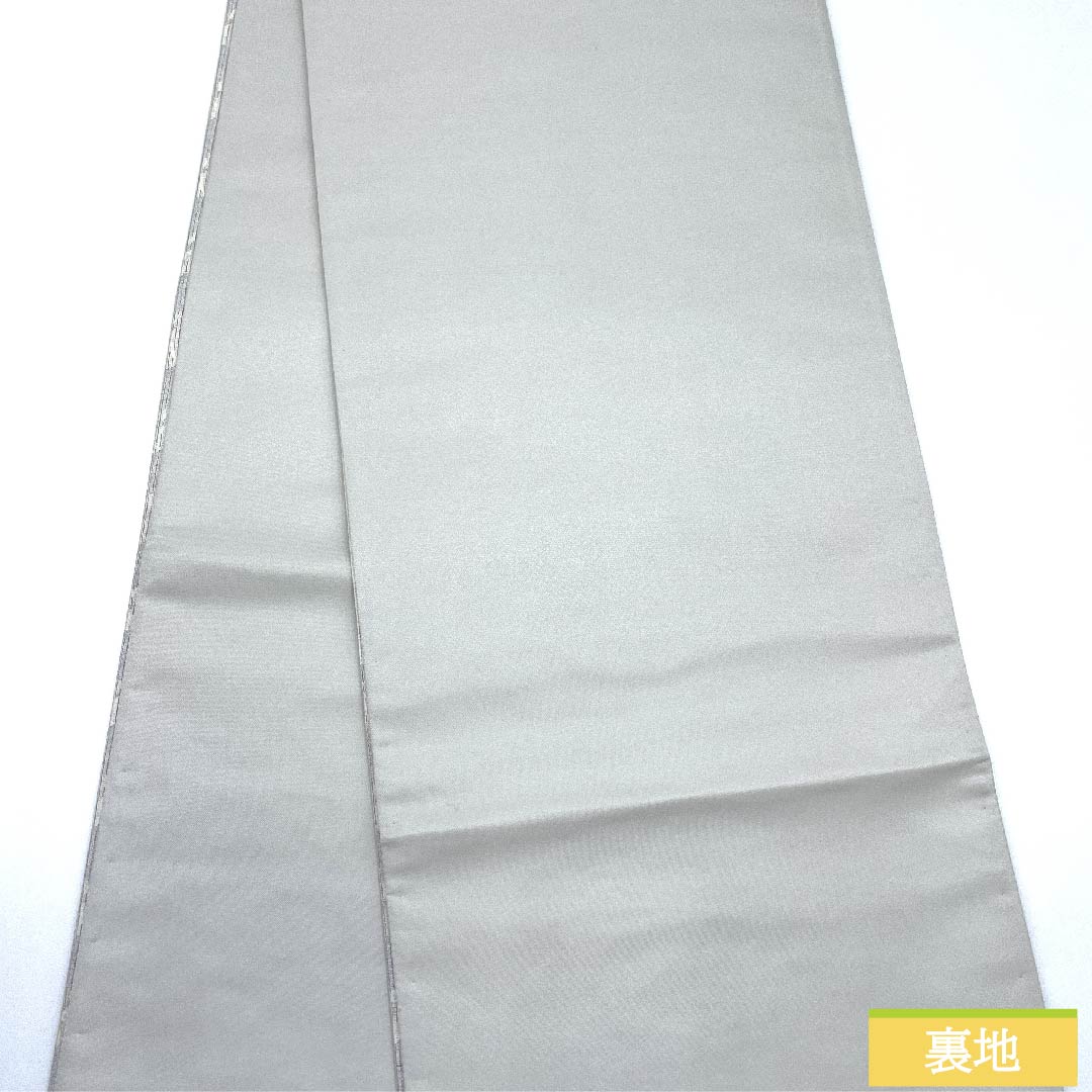 袋帯 正絹 胡粉色(ごふんいろ) 幾何学模様 縞 ドット 帯丈444cm Sランク 六通 カジュアル 白系 1123010912311