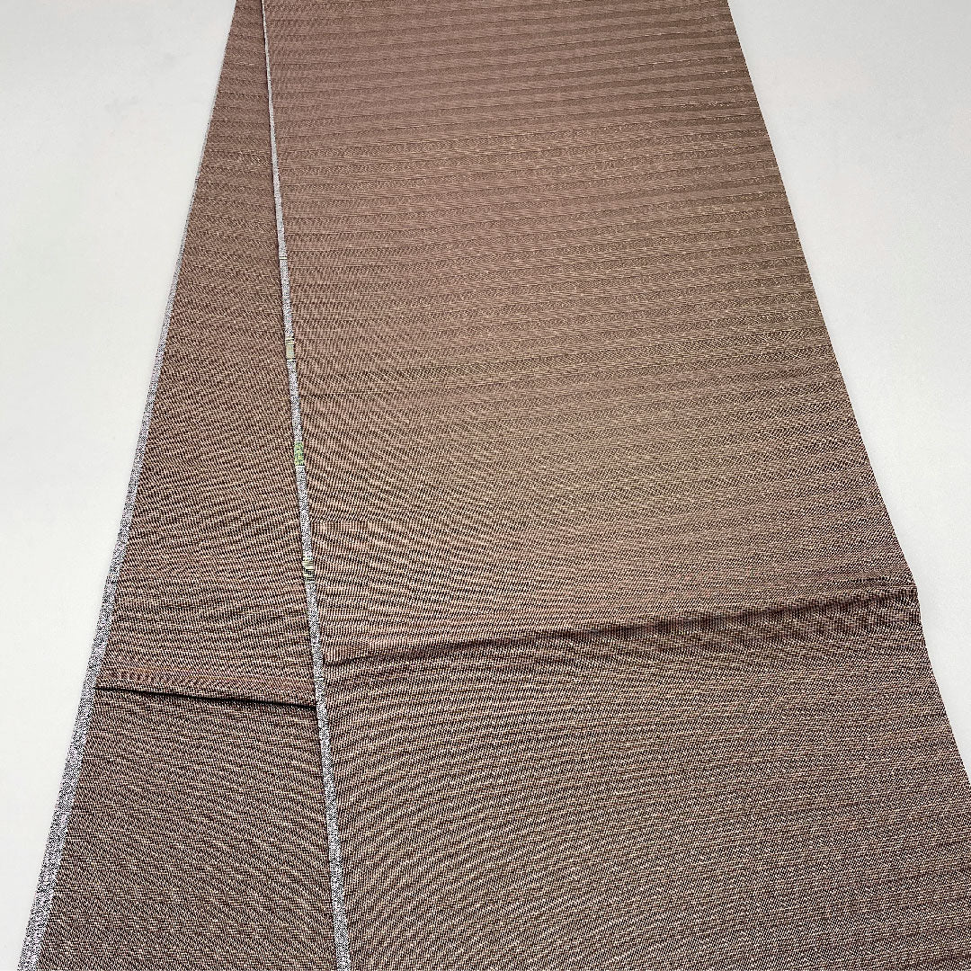 袋帯 牡丹鼠色(ぼたんねずいろ) 横段 引箔 帯丈452cm 正絹 Sランク ポイント柄 セミフォーマル グレー系 1123004922422