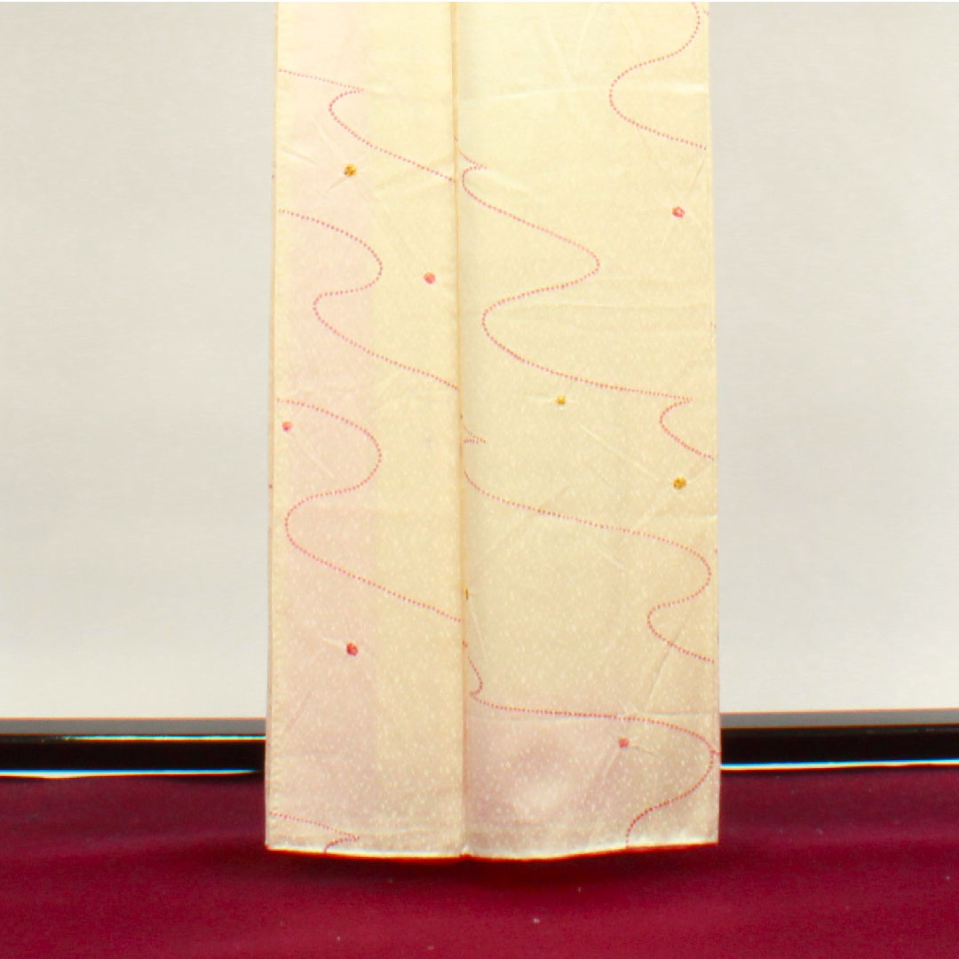 小紋 身丈162cm 裄丈60.5cm 袷 練色 絞り 抽象模様 正絹 Aランク クリーム系 1115003063415