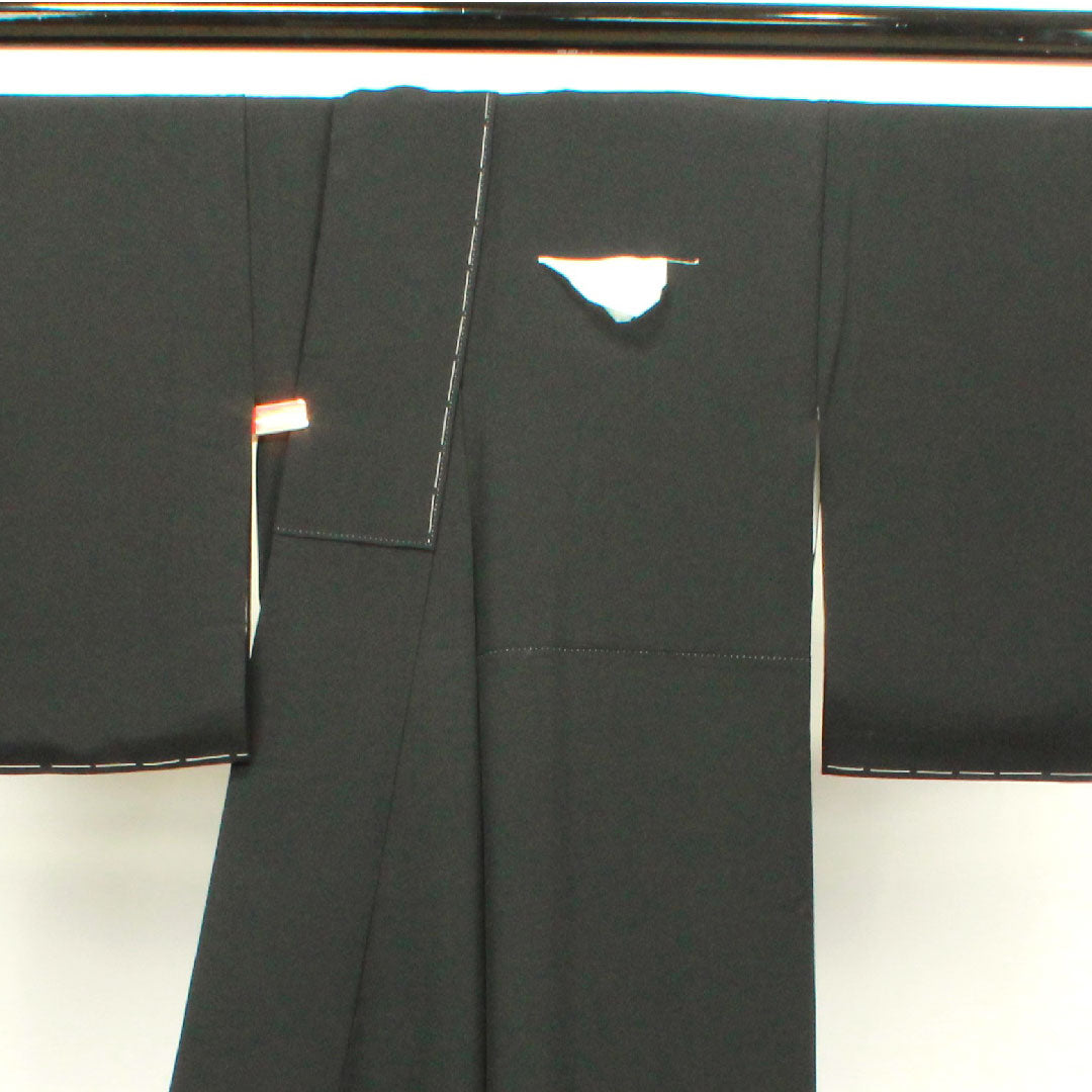 黒留袖 身丈170.5cm 裄丈66cm 袷 紋なし しつけ糸付き 未使用品 京友禅 桂離宮 風景模様 正絹 Sランク なし 黒系 1111001092610