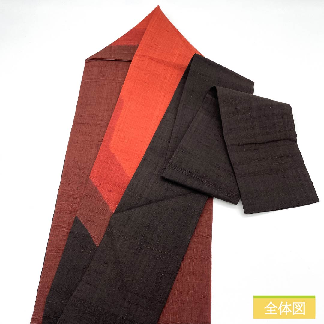Nagoya obi, pongee fabric, tie-dyed, geometric pattern, obi length 359cm, pure silk, S rank, six-pass, casual, gradation style, 1124008132399, Nagoya style