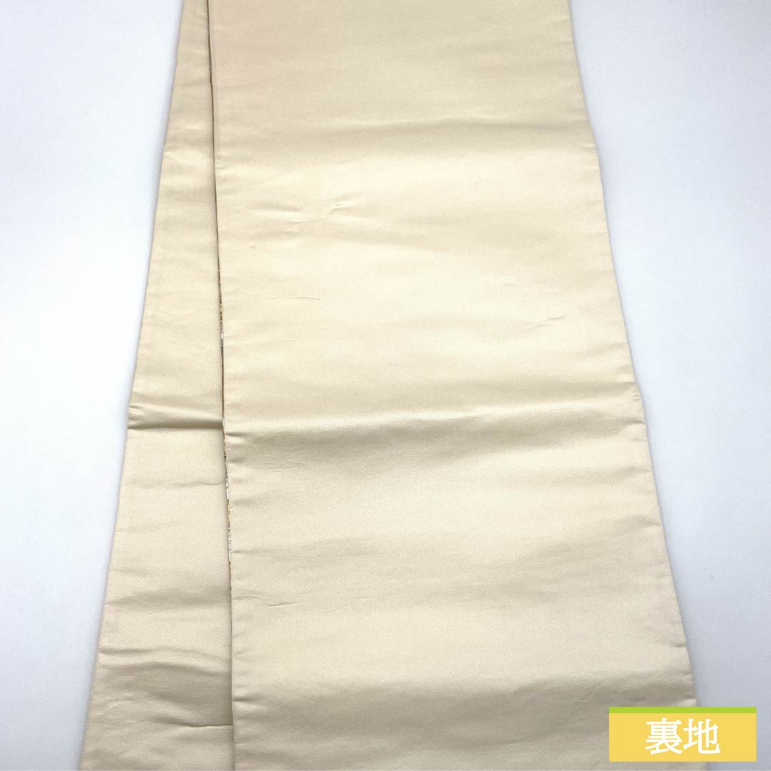 Formal silver-colored obi, pure silk, S-rank, with a ripple pattern, suitable for formal kimono (tomesode), length 436cm, six-fold hem, product number 1123015972322