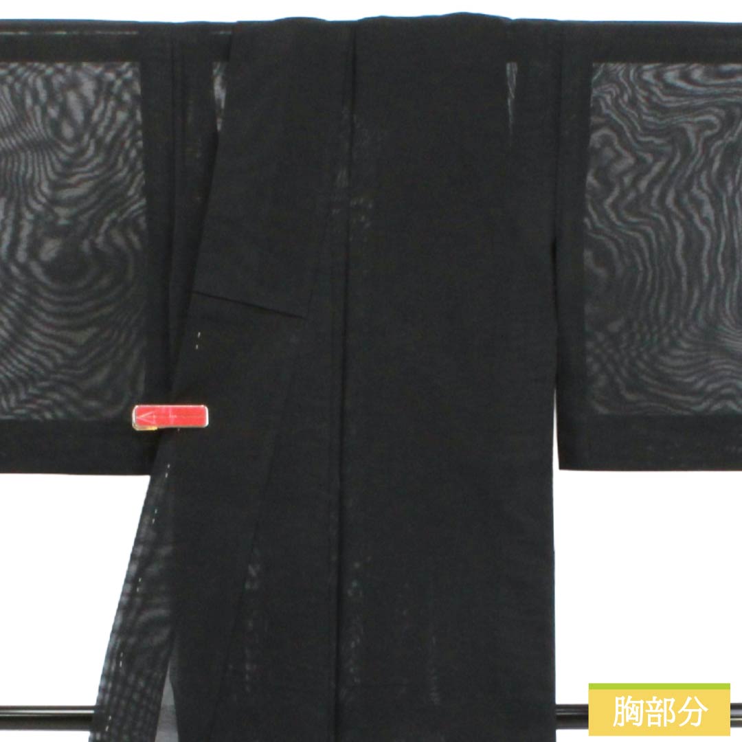 夏物 正絹 色無地 Bランク 身丈154cm 裄丈61.5cm 抽象模様 紗 黒系 1132004274210