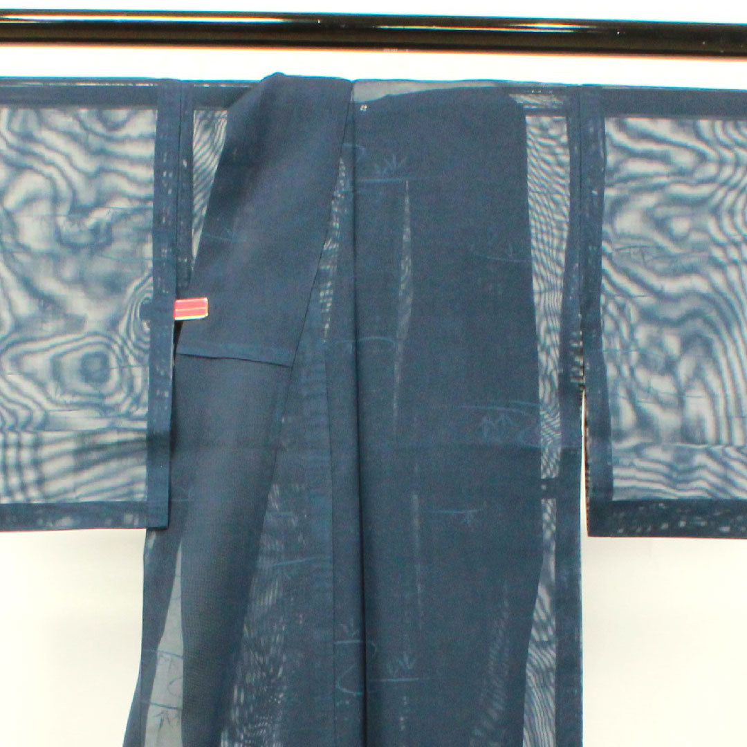 Summer item, pure silk, plain color, length 155cm, sleeve length 65.5cm, dark blue, flowing water, gauze, S rank, navy blue, 1132000992318