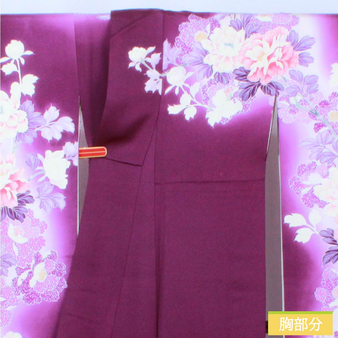 振袖 正絹 Aランク 身丈169cm 裄丈69cm 袷 似紫色(にせむらさきいろ) 京友禅 草花 紫系 1113002153520