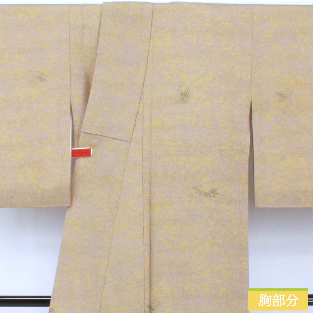 小紋 ポリエステル 身丈161cm 裄丈64.5cm 袷 鈍紫色(にぶむらさきいろ) 洗える着物 抽象模様 Sランク グレー系 1115005982422
