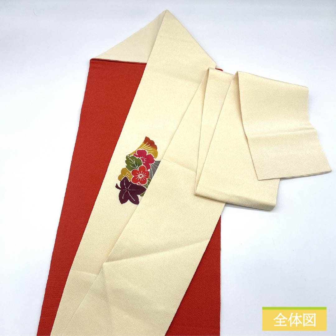 名古屋帯 正絹 Sランク 生成り色(きなりいろ) ちりめん地 京紅型 三越ちりめん 帯丈359cm ポイント柄 カジュアル クリーム系 1124009212315 名古屋仕立て