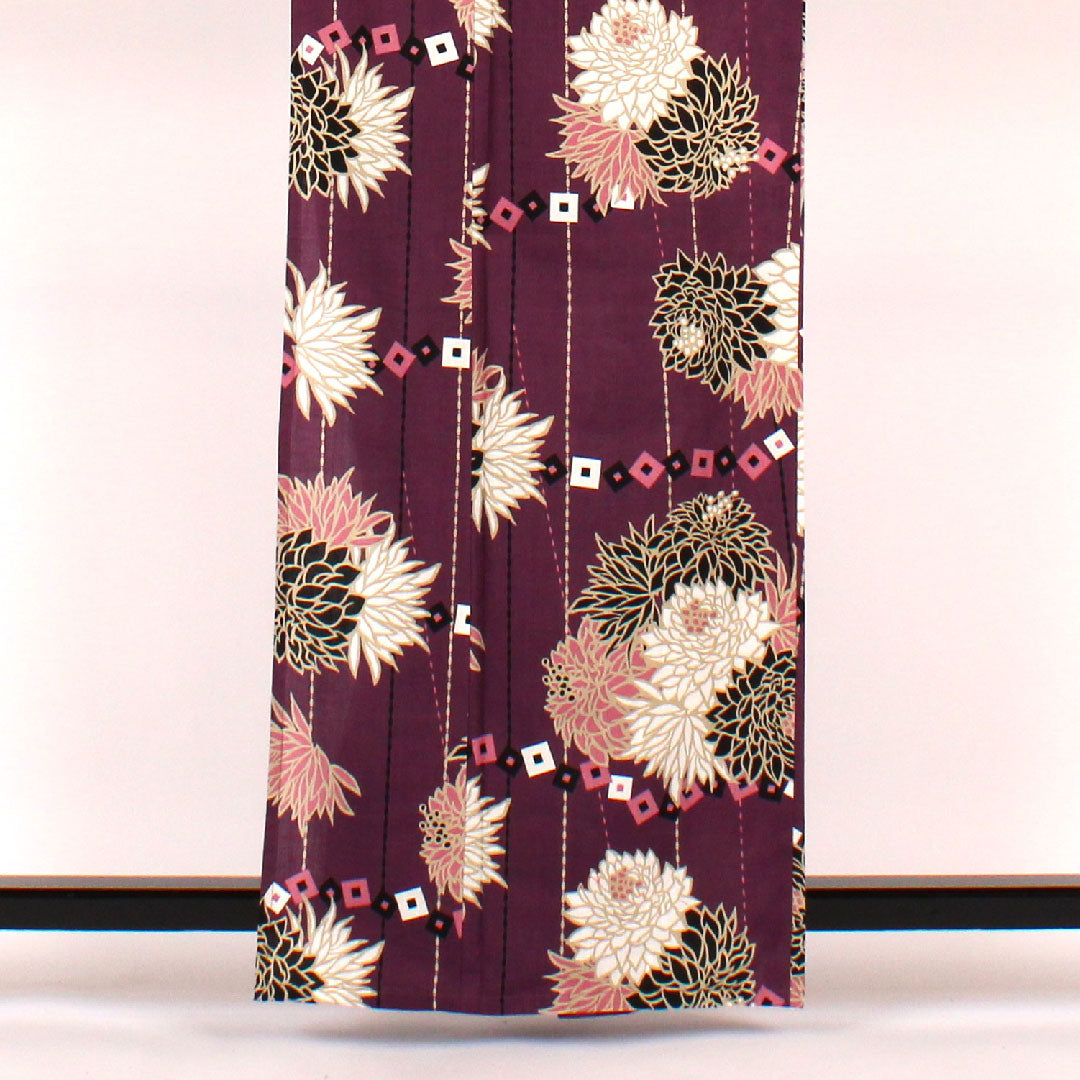 (New old stock) Yukata, Chrysanthemum, Cotton, S rank, Single layer, Length 163.5cm, Sleeve length 67cm, Purple, 1118000152420