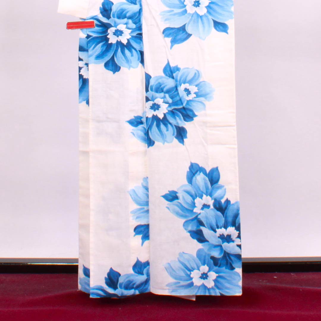 Yukata Milky white color Flower pattern Cotton S rank Single layer Length 161.5cm Sleeve length 66.5cm White 1118004292411