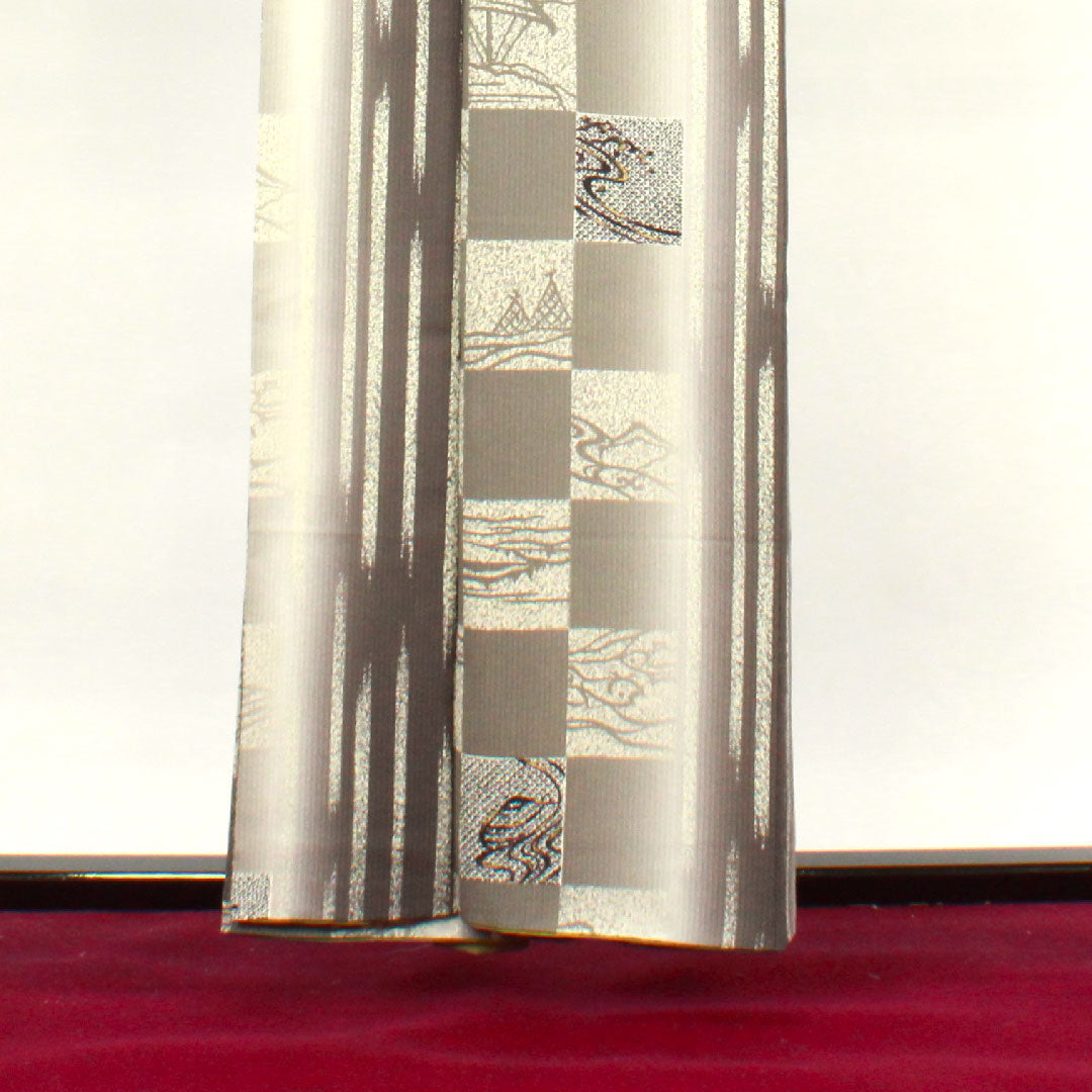 小紋 身丈158cm 裄丈62cm 袷 市松 抽象模様 正絹 Sランク グラデ 1115003282399