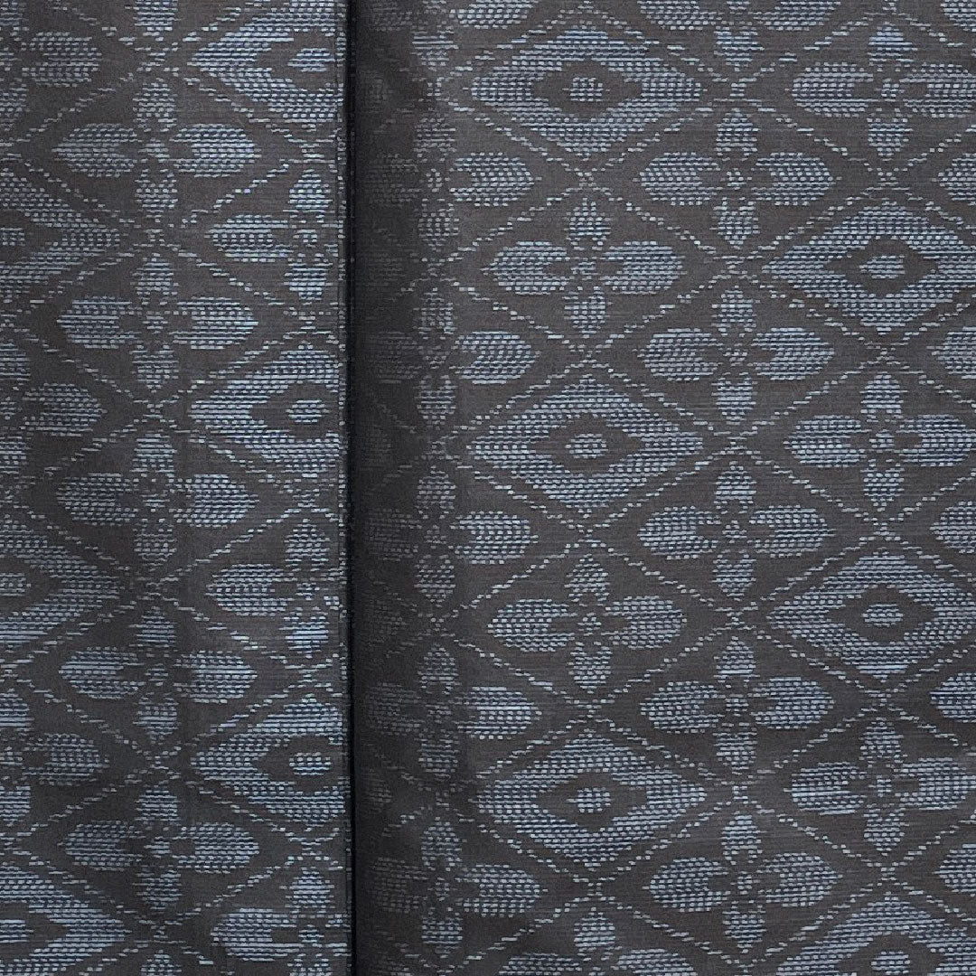 Oshima Tsumugi, Length 148.5cm, Sleeve length 66cm, Weft-total Kasuri, Tortoiseshell pattern, Pure silk, A-rank, Lined, Navy blue, 1116001673118