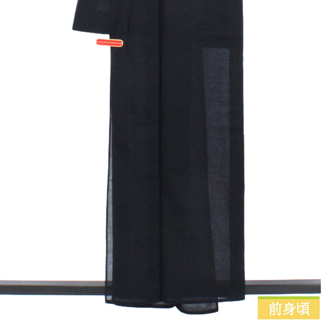 夏物 綿麻 色無地 Bランク 身丈158cm 裄丈62.5cm 濃紺色(のうこんいろ) 露芝 萩 紗 紺系 1132004574318