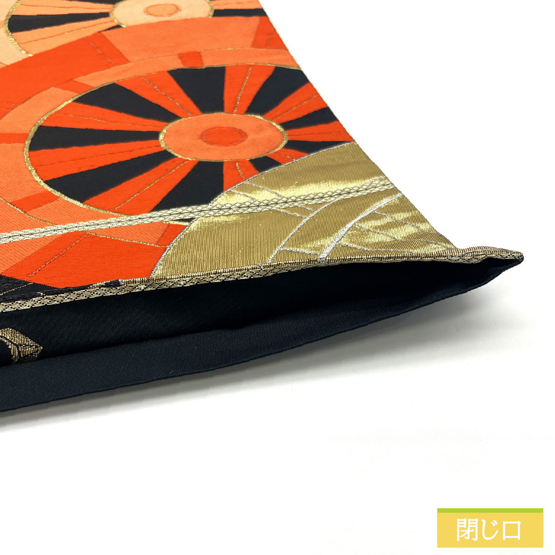 Formal black obi, pure silk, S-rank, Nishijin-ori weave, with artful gold leaf and Genji wheel motif, length 416cm, six-fold, 1123017152310