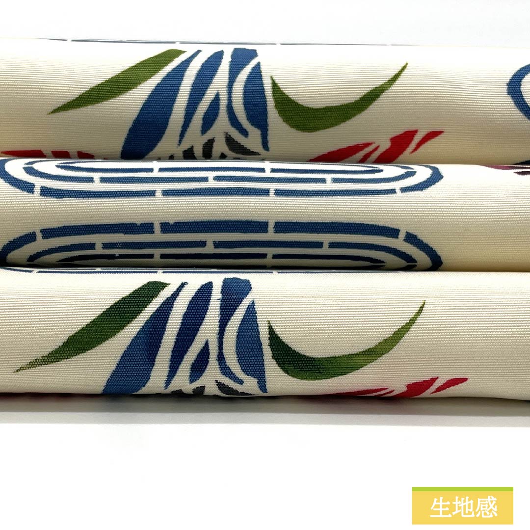 名古屋帯 生成り色(きなりいろ) 京紅型 紅型調模様 花模様 帯丈352cm 正絹 Aランク 全通 カジュアル クリーム系 1124007233315 開き仕立て
