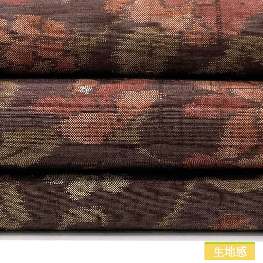 名古屋帯 正絹 Sランク 紅檜皮色(べにひわだいろ) 更紗文様 紬地 帯丈362cm 六通 カジュアル 茶系 1124009342314 名古屋仕立て