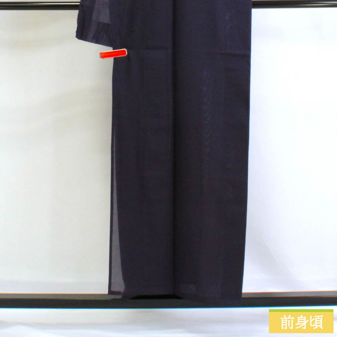 夏物 ポリエステル 色無地 Sランク 身丈154.5cm 裄丈63cm 深紫色(ふかきむらさきいろ) 居敷当て付き 洗える着物 絽 紫系 1132002982220