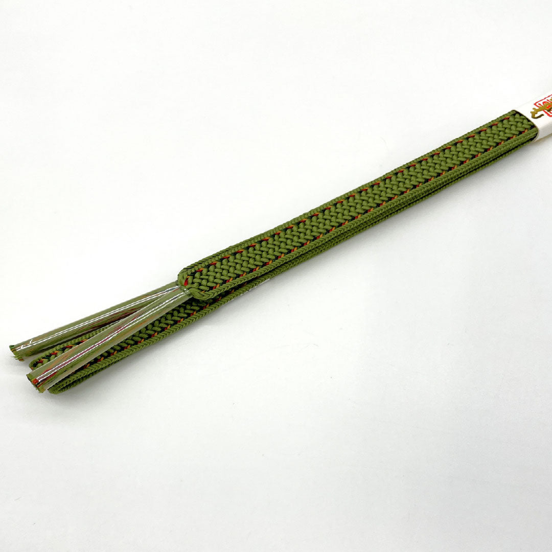 (新古品) 帯締め・帯揚げセット 正絹 NEWランク 苔色(こけいろ) 路考茶色(ろこうちゃいろ) ちりめん 古典柄 長さ約160cm 幅約1.4cm カジュアル 緑系 1141000551319