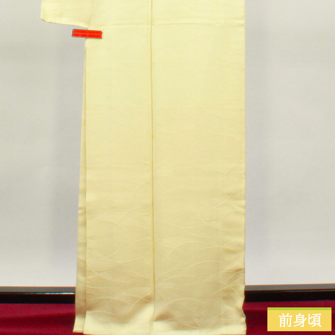 Plain color, pure silk, length 165.5cm, sleeve length 66cm, fang yellow, abstract pattern, 30% bellflower in the middle shade, with basting thread, lined, S rank, cream color, 1114001412515