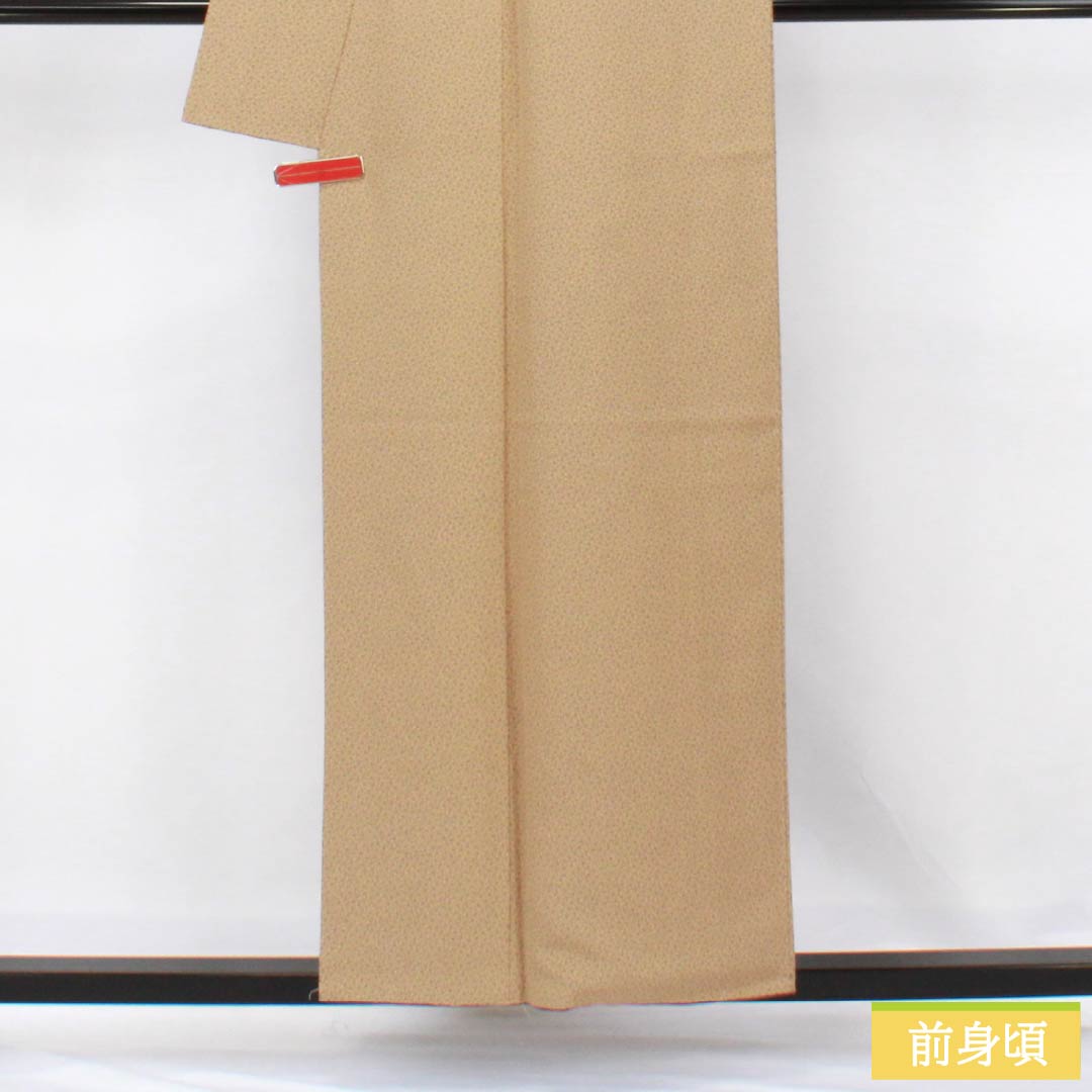 小紋 正絹 Aランク 身丈155.5cm 裄丈66cm 袷 胡桃色(くるみいろ) 小梅 型染 ベージュ系 1115006723325