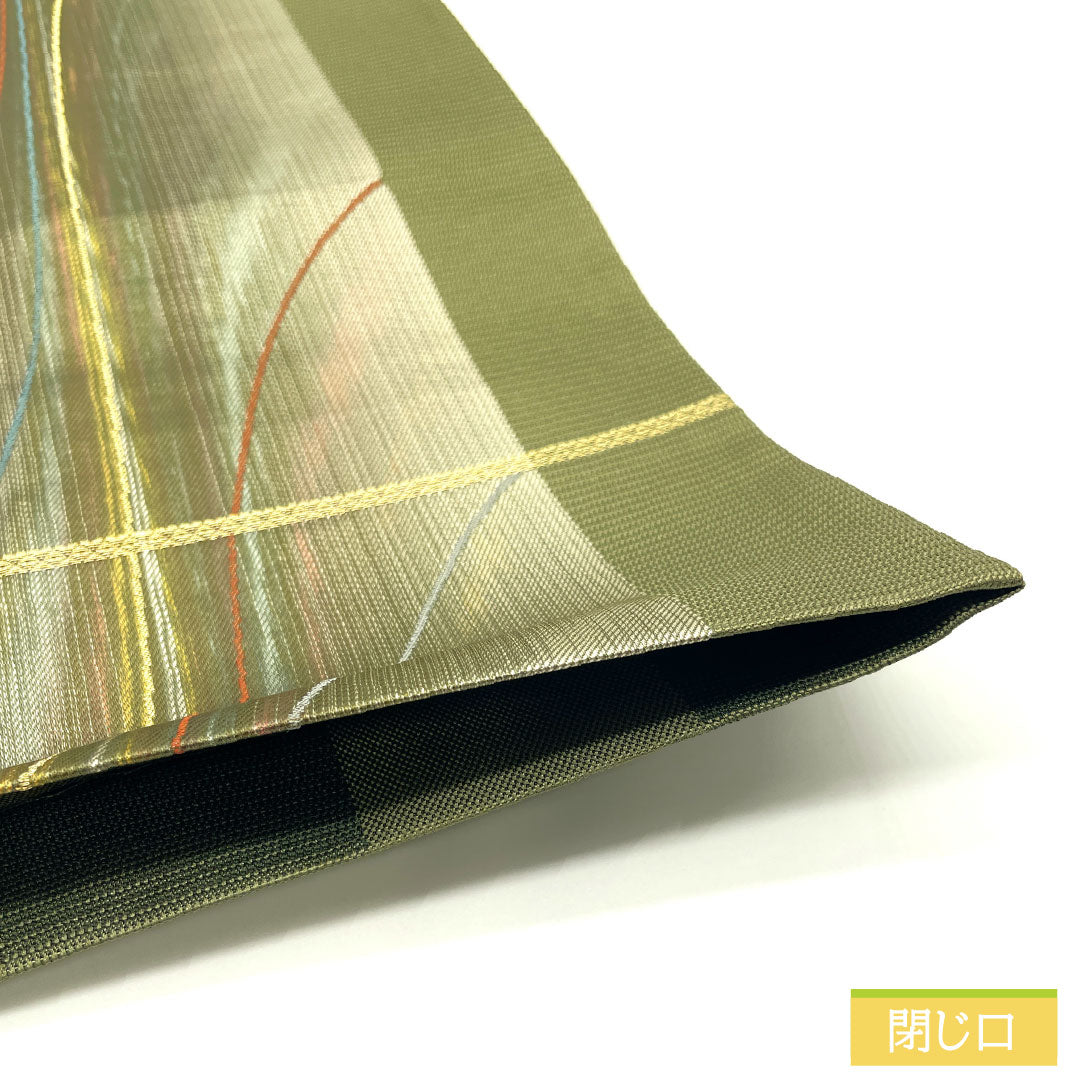 Fukuro Obi (Sash) - Pure Silk, S-Rank, Willow Brown (Yanagi-chairo) - Shoba Weave, Spectrum, Traditional Japanese Kasuri Pattern, Length 436cm, Six-Ply, Casual, Green, Item Number 1123016552319