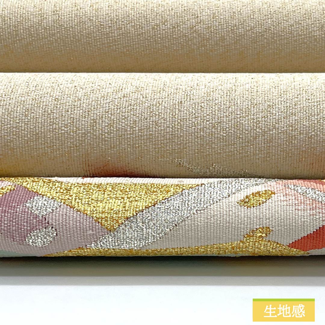 Nagoya Obi, Pure Silk, S-Rank, Phoenix Design, Tapestry Weave, 358cm Long, Gold Accents, Semi-Formal, Pine Needle Pattern, Item Number 1124009542321