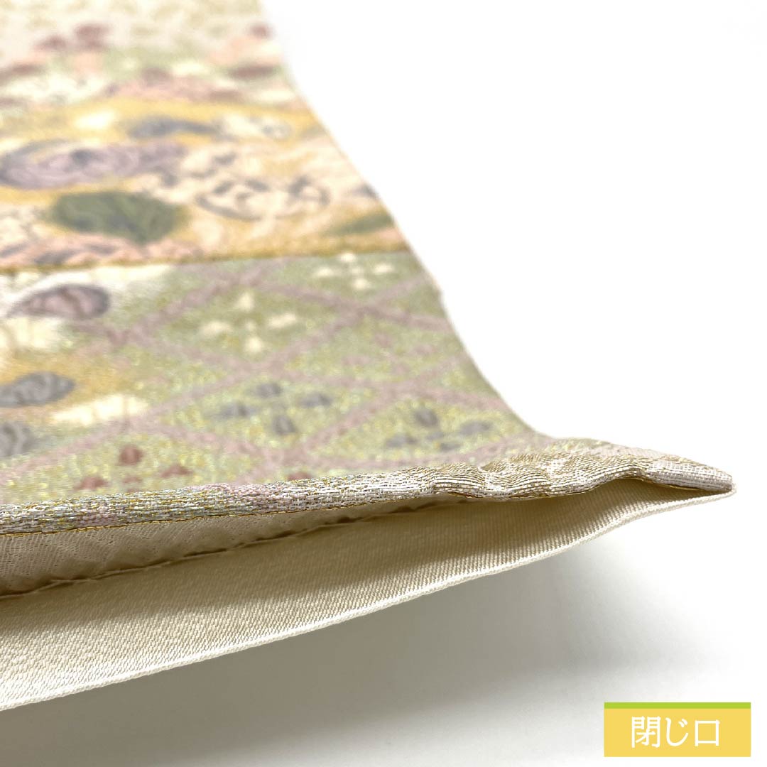 袋帯 正絹 胡粉色(ごふんいろ) 辻ヶ花 帯丈444cm Sランク 六通 フォーマル クリーム系 1123012122315