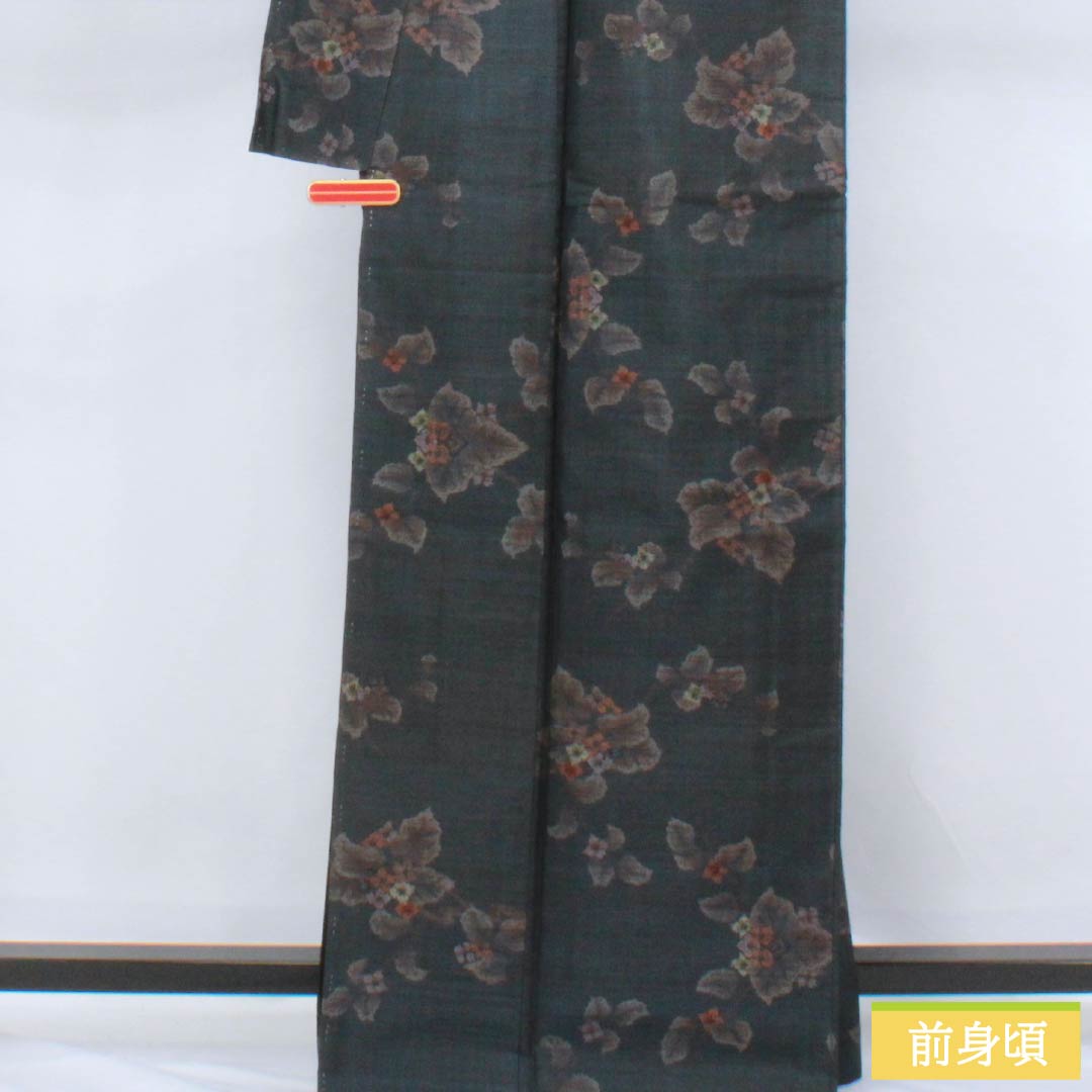 紬 正絹 Aランク 身丈166.5cm 裄丈67cm 鋼色(はがねいろ) 本場大島紬 一元絣 7マルキ 袷 青系 1116004193517