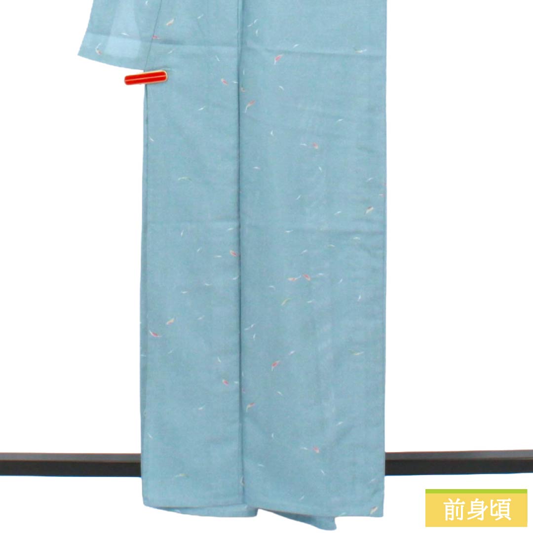 Summer Polyester Komon S Rank Length 162cm (4ft 9in) Sleeve length 65cm (2ft 1in) Kinuta-seiji (Celadon) Abstract Pattern Washable Kimono Ro-weave Blue 1132003392417