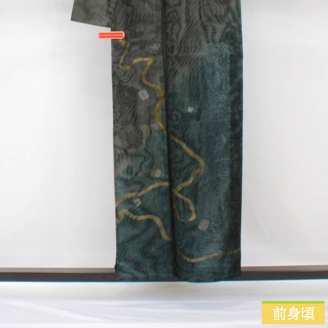 Summer pure silk formal kimono, length 154.5cm, sleeve length 65cm, Kyoto Yuzen, abstract pattern, gauze lined, S rank, gradation style, 1132001972299