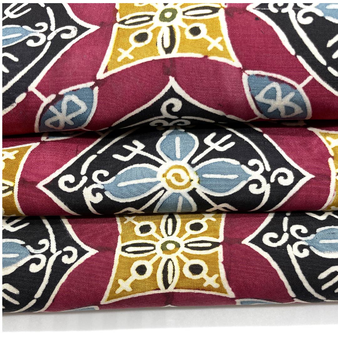 Nagoya obi, crimson, geometric pattern, Kyoto Bingata, obi length 342cm, pure silk, S rank, full length, casual, purple, 1124003642320, Nagoya style