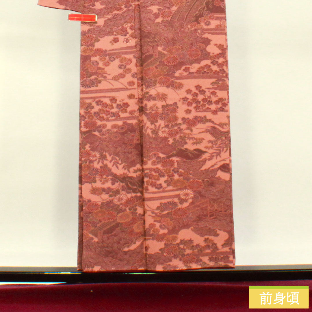 小紋 正絹 身丈152.5cm 裄丈60.5cm 袷 浅蘇芳色(あさきすおういろ) 江戸小紋 六谷博臣 伝統工芸士 茶屋辻 Sランク 紫系 1115004322220