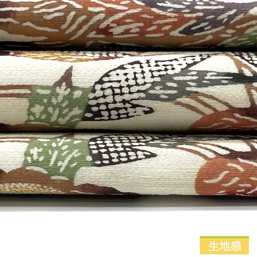 Nagoya Obi, Pure Silk, Grade B, Off-White, Bingata-style Stencil Dyeing, Abstract Floral Pattern, Length 348cm, Six-Ply, Casual, Cream-Tone, Product Number 1124009744315, Nagoya Style