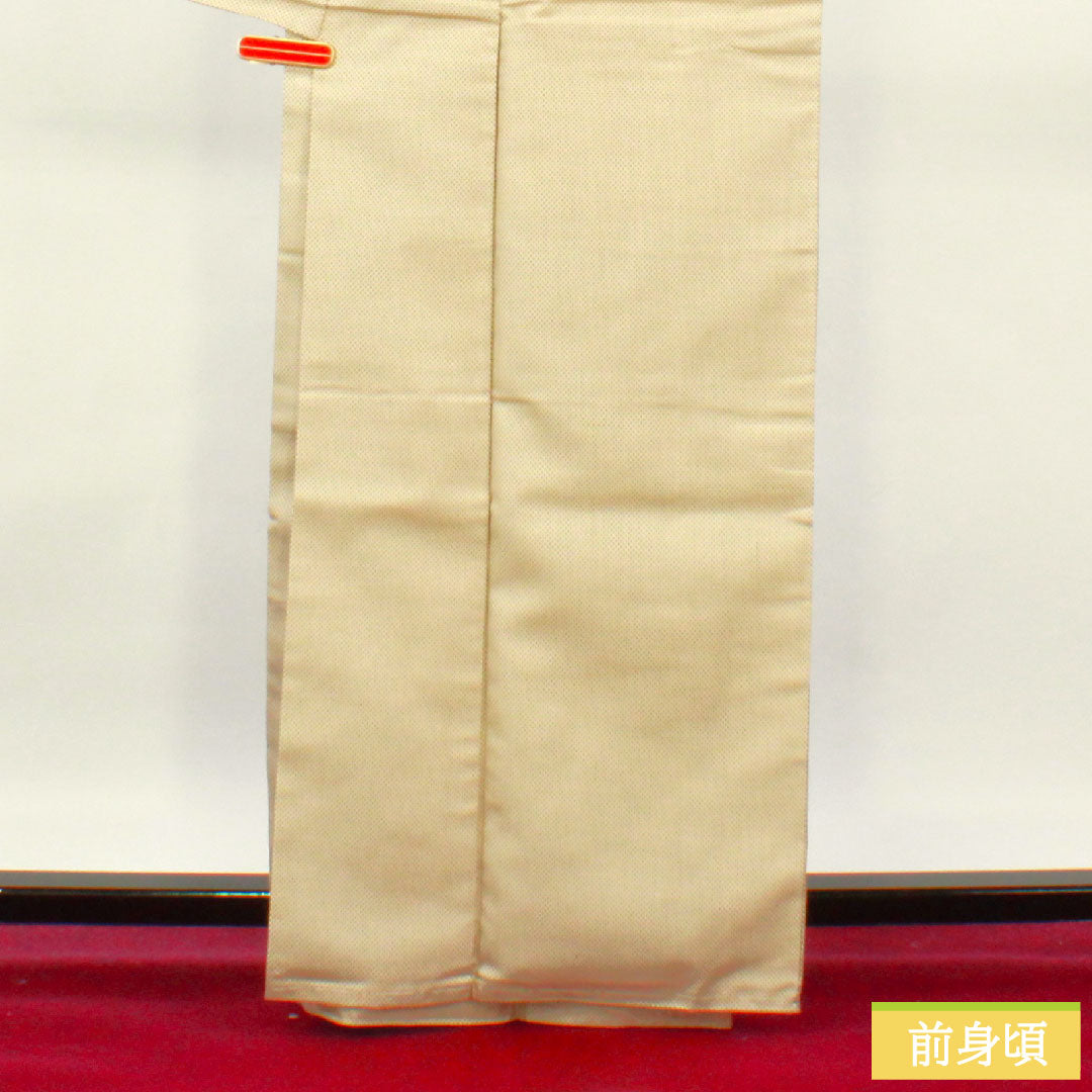 Tsumugi, pure silk, length 163.5cm, sleeve length 64cm, Tonokoiro, cross-patterned kasuri, A-rank, lined, beige, 1116003573425