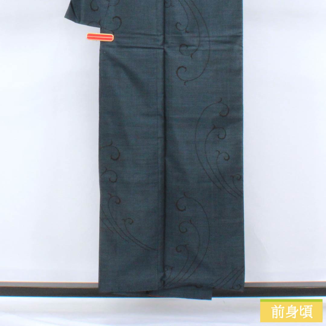 紬 正絹 Sランク 身丈155cm 裄丈63.5cm 鋼色(はがねいろ) 本場大島紬 片ス式 9マルキ 袷 青系 1116004202317