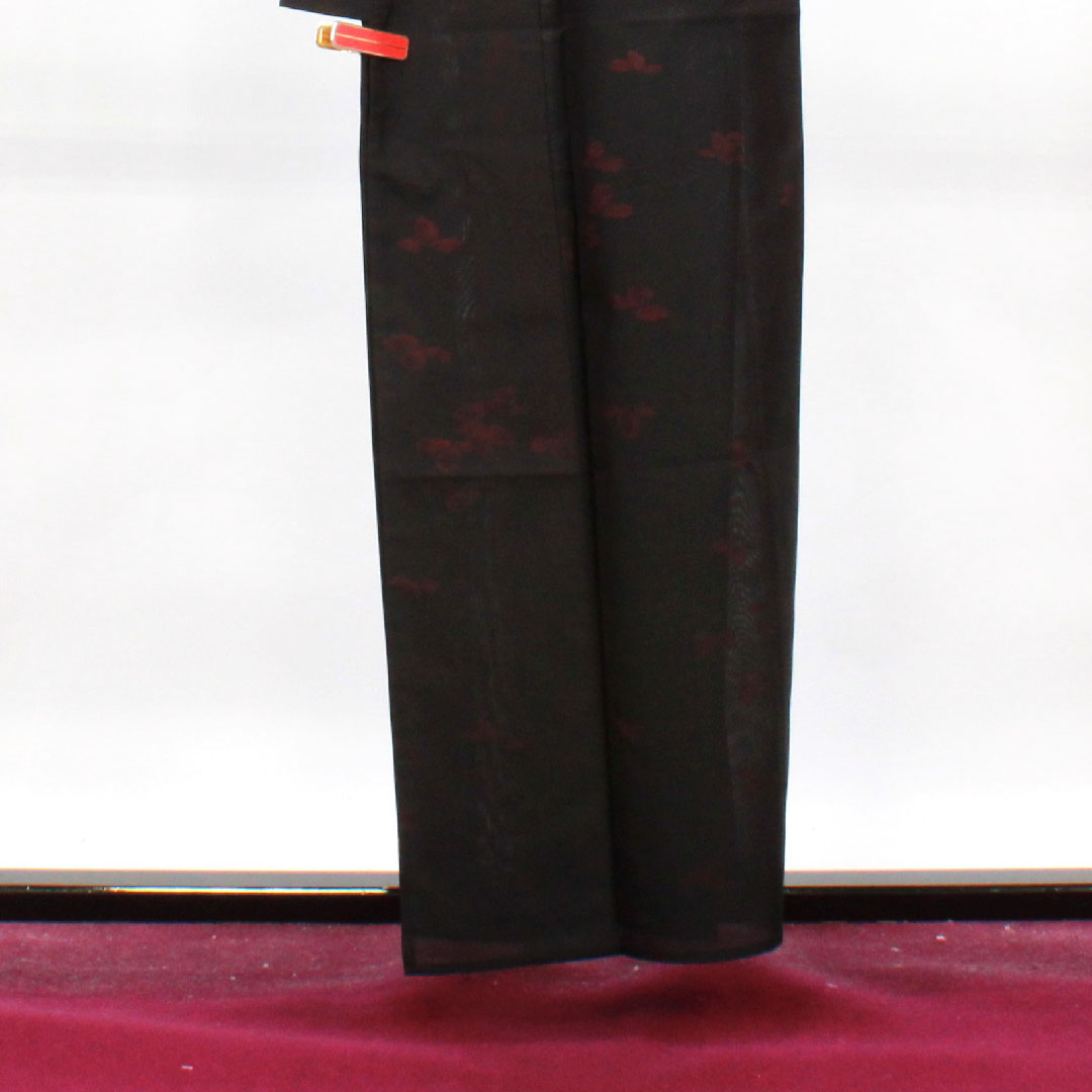 夏物 正絹 色無地 身丈158cm 裄丈62.5cm 抽象模様 紗 Sランク 赤系 1132001192312