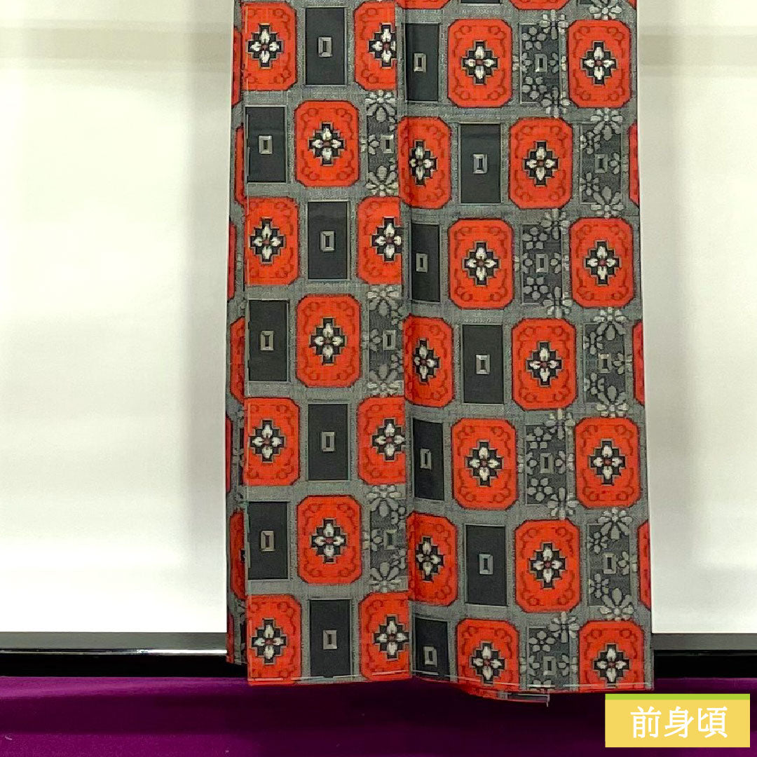 Murayama Oshima, pure silk, length 158.5cm, sleeve length 64.5cm, ensemble, abstract pattern, basting thread included, unused, S rank, lined, black, 1116003262310