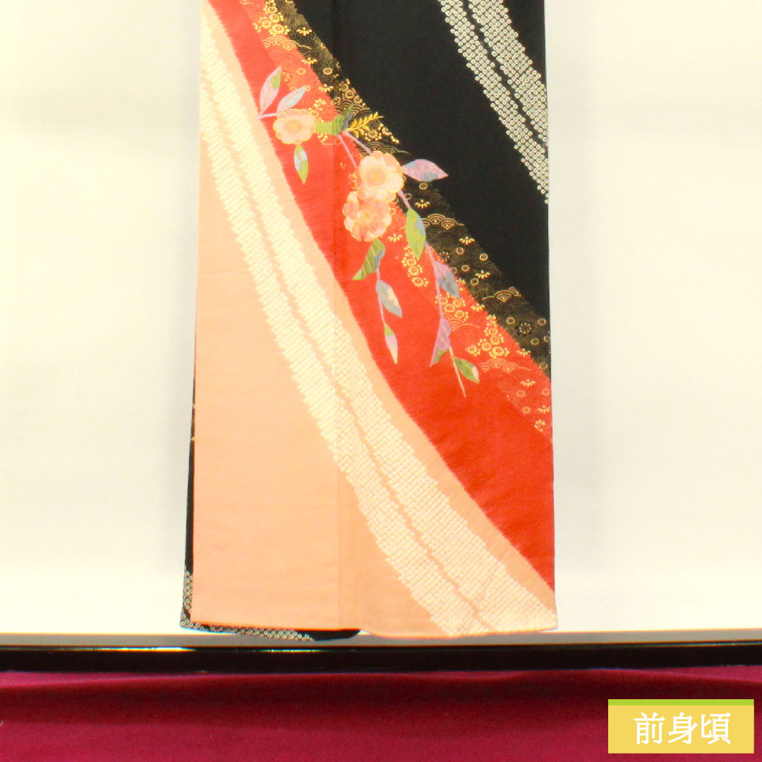 Homongi, pure silk, lined, length 153cm, sleeve length 62.5cm, partially dyed, auspicious motif, A-rank, gradation style, 1112003653299