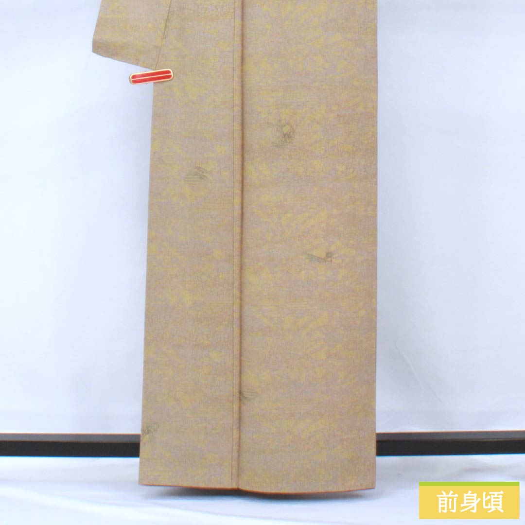 小紋 ポリエステル 身丈161cm 裄丈64.5cm 袷 鈍紫色(にぶむらさきいろ) 洗える着物 抽象模様 Sランク グレー系 1115005982422