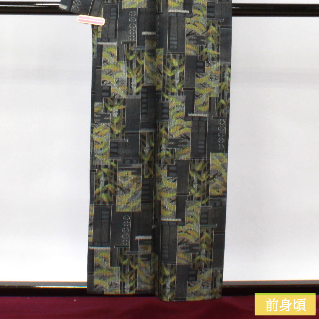 Murayama Oshima, pure silk, length 156cm, sleeve length 62cm, abstract pattern, S rank, single layer, black, 1116003142310