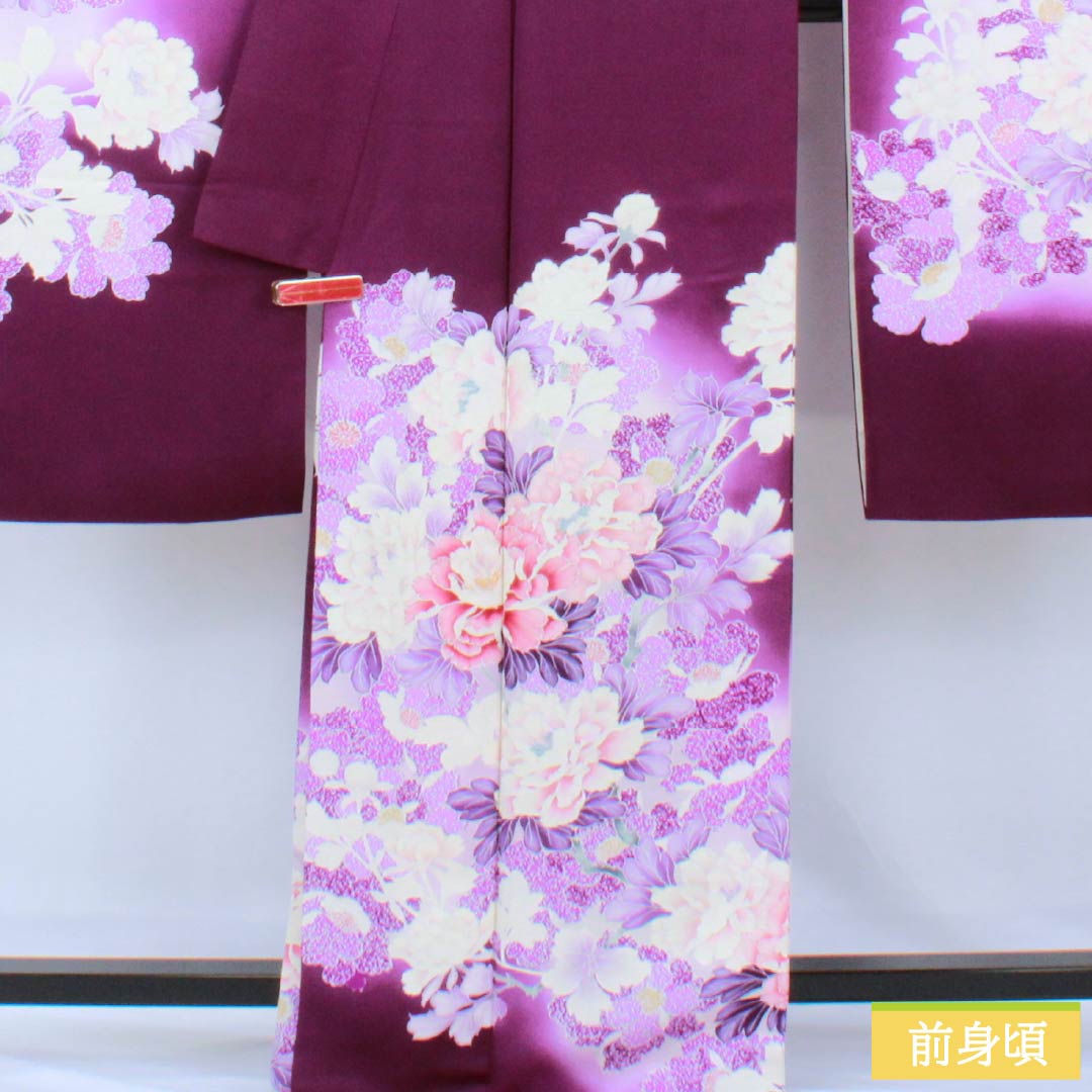 振袖 正絹 Aランク 身丈169cm 裄丈69cm 袷 似紫色(にせむらさきいろ) 京友禅 草花 紫系 1113002153520